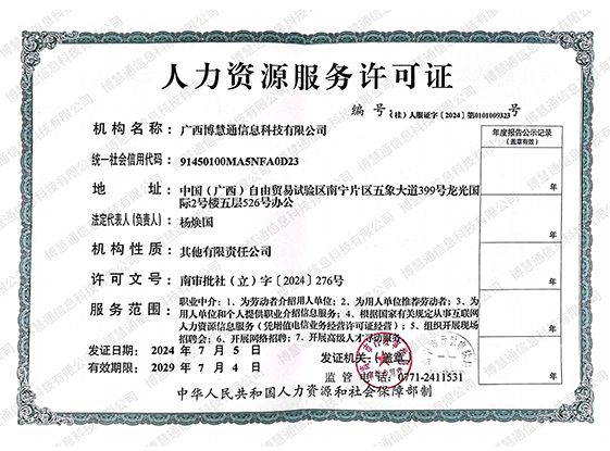 人力资源服务许可证